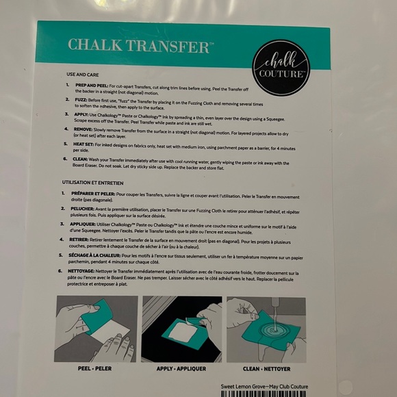 Sweet Lemon Grove Chalk Couture Transfer Size B - Picture 3 of 3